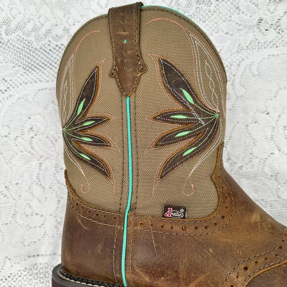 Women's Leather Justin Cowboy Western Boots sz 11B - Picture 6 of 10